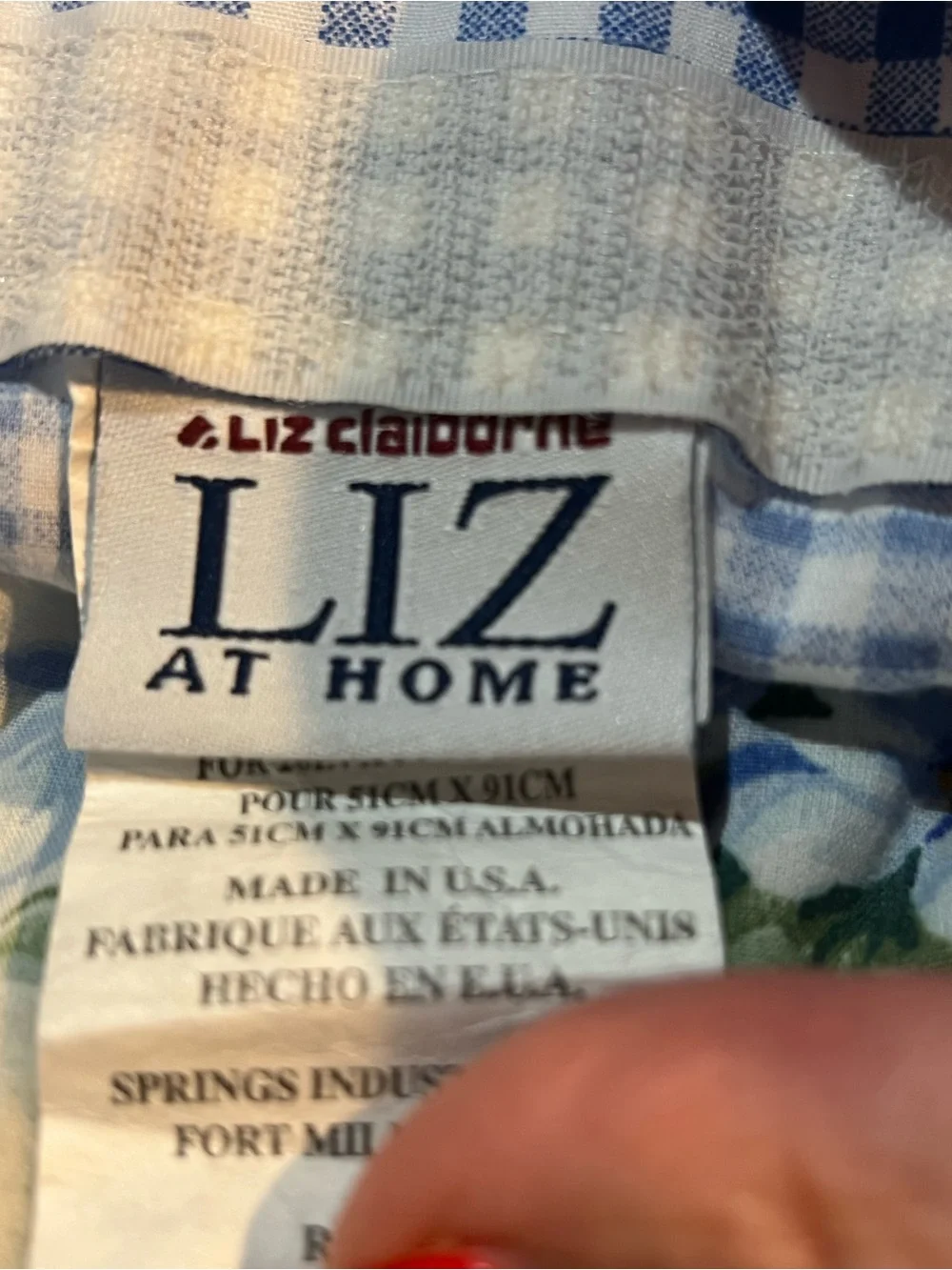 Vintage Liz Clairborne In Full Bloom Gingham King Pillowcase - Made USA